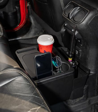 Trash Can with Cup Holder for Wrangler JL JLU & Gladiator JT, Large Rear Storage Organizer with Cup Holder & Phone Holder Multi-Function Jeep Accessories for Wrangler JL JLU & Gladiator JT 2018-2025