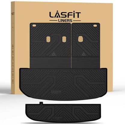 LASFIT Cargo Trunk Mat & Backrest Mats for Hyundai Palisade 2025 2024 2023 2022 2021 2020 All Weather TPE Custom Fit Car Trunk Mats Cargo Liner & Seatback Mats Accessories, Black - size: 2)For Hyundai Palisade | 2020-2025 | Cargo