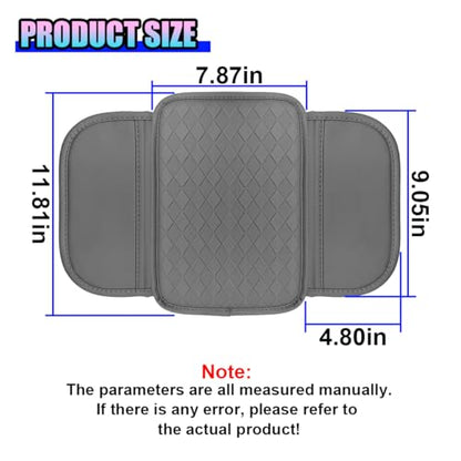 Leather Car Center Console Cover, Anti-Scratch Auto Middle Console Protective Cushion with 2 Storage Bags, Universal Waterproof Vehicle Armrest Pad Accessory for Sedan, SUV, Truck (Gray) - color: Gray