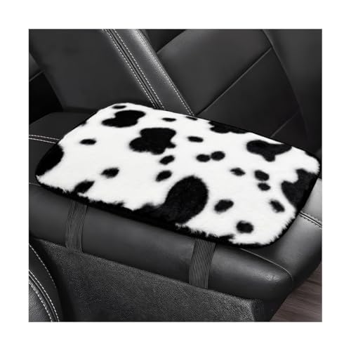 Cow Print Car Armrest Pad Cover, Cute Cow Print Anti-Slip Plush Arm Rest Box Protector for Winter Warm, Soft Fluffy Comfortable Grip Printed Center Console Mat for Women Girls - color: Armrest Pad Cover