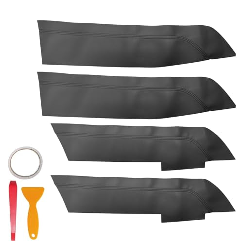 4PCS Door Panel Cover Replacement Compatible with Ford Explorer 2016-2019 Front and Back Vinyl Leather Insert Cards Protector Trim Black (Only Leather Part)