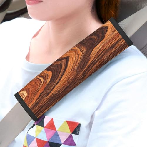 Wood Steering Wheel Cover Elastic Non-Slip Car Steering Wheel Covers with Seat Belt Shoulder Pad for Women Men - color: Wood