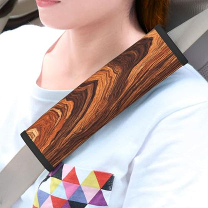 Wood Steering Wheel Cover Elastic Non-Slip Car Steering Wheel Covers with Seat Belt Shoulder Pad for Women Men - color: Wood