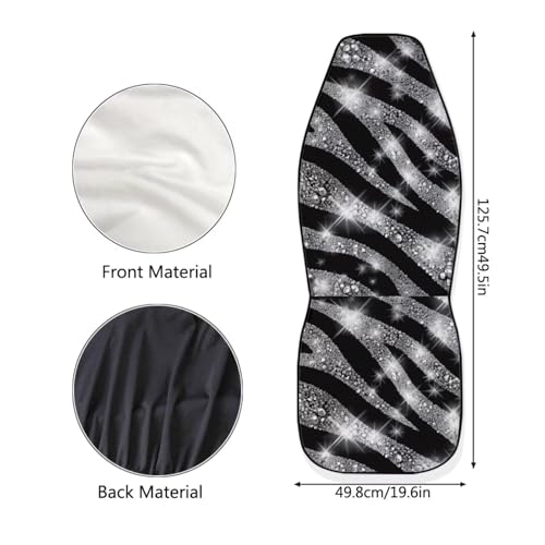Silver-Grey Zebra Print Car Front Seat Covers, Thin Breathable Easy to Install Automotive Bucket Seat Covers Fits Most Cars SUV Trucks, 2 Piece - color: Silver-grey Zebra