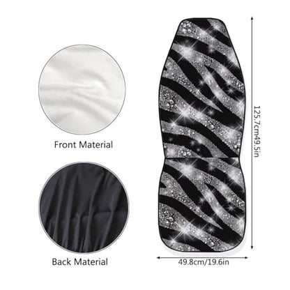 Silver-Grey Zebra Print Car Front Seat Covers, Thin Breathable Easy to Install Automotive Bucket Seat Covers Fits Most Cars SUV Trucks, 2 Piece - color: Silver-grey Zebra