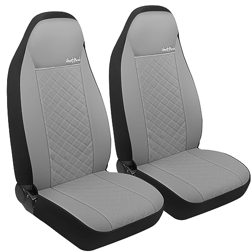 GIANT PANDA Front Seat Covers for Bucket Seats, Faux Leather Seat Covers Universal for Most Cars SUV and Mini Van (Grey) - color: Grey