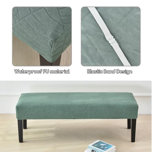 FUANGUI Waterproof Bench Cover, Stretch Jacquard Dining Bench Cover for bedrooms, Living Rooms, Kitchens, Protector Chair Bench Piano Bench Seat Covers Stool Slipcover Removable, Washable - Green - color: Jacquard Green