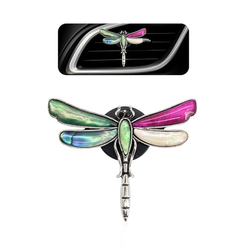 ORIESSE Dragonfly Car Air Vent Clip,Cute Air Freshener Car Interior Decor,Glamorous Abalone Shell Dashboard Decoration Gift for Women Teens,Refillable Diffuser(Hot Pink)
