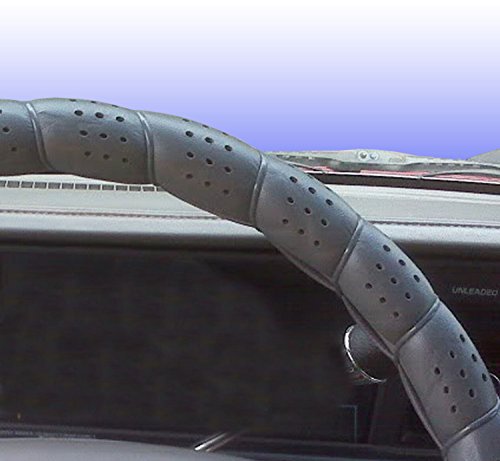 C.P.R. DIY Classic Grip Synthetic Leather Old School Wrap Steering Wheel Cover (Medium (14.5"-15.5"), Gray)