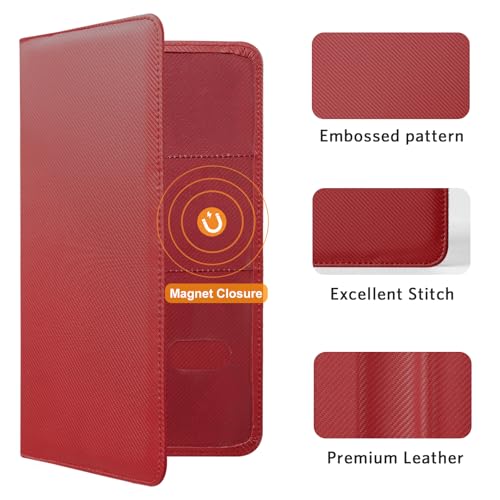 CoBak Car Registration and Insurance Holder - Vehicle Glove Box Car Organizer,Auto Truck Comparment Accessories Case with Magnetic Closure for Driver License,Cards, Carbon Red - color: L-Carbon Red