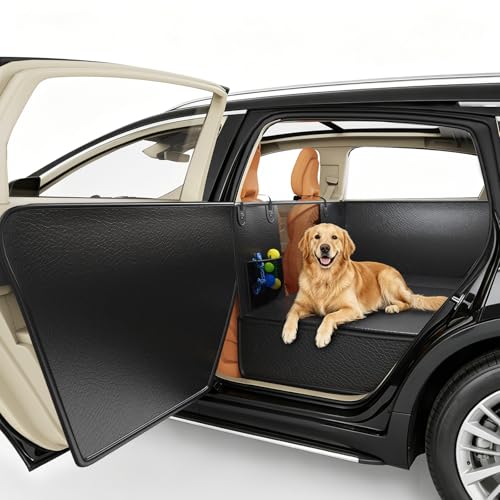 Dog Car Seat Cover for Back Seat,Waterproof PU Leather Hard Bottom Car Seat Cover for Dogs,Non-slip Backseat Dog Cover with Upgraded Door Protection Flap 52×25in,Dog Hammock for Car SUV Small Trucks - size: M