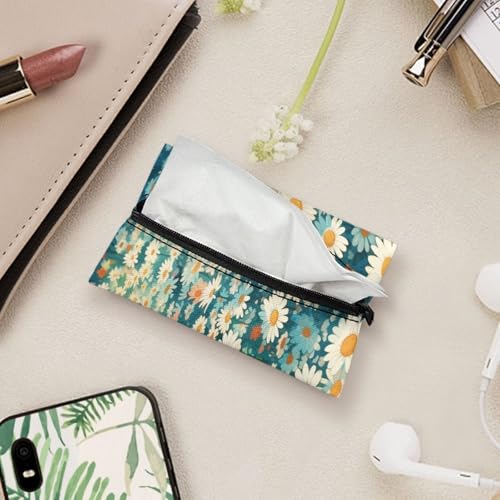 Black Cat Daisy Mini Tissue Packs, Sturdy Tissue Holder Easy to Carry Tissues Holder Tissues Organizer Bags Fashion Daily Items - color: Black Cat Daisy 01