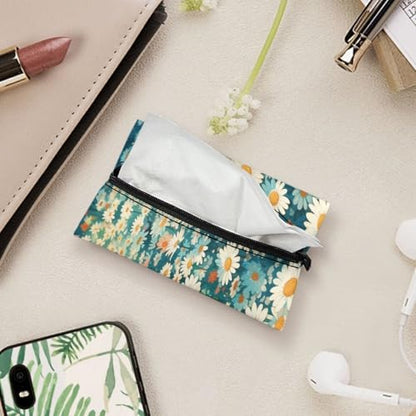 Black Cat Daisy Mini Tissue Packs, Sturdy Tissue Holder Easy to Carry Tissues Holder Tissues Organizer Bags Fashion Daily Items - color: Black Cat Daisy 01