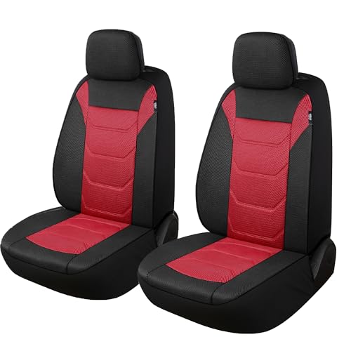 Pariiaotin 3D Air Mesh Car Seat Cover Front Sets Washable and Breathable Premium Cloth Automotive Vehicle Seat Covers for Cars Interior, Universal Fit for Most Cars, Sedan, Truck, SUV(Black/Red) - color: Black/Red, size: Front Set