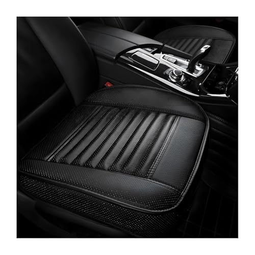 DXNQ Car Seat Cover, Bamboo Charcoal Leather Edge Wrapping Car Front Bottom Seat Covers, Anti-Slip Full Wrap Seat Cushion Covers for Car SUV Truck and Van, Car Accessories(Black) - color: Black, size: Bamboo Charcoal Leather