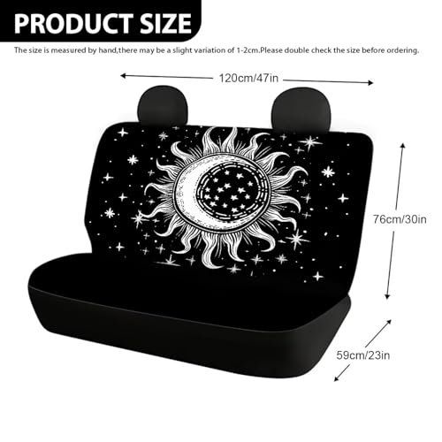 Goth Car Seat Covers Witchcraft Sun and Moon Print Bench Seat Covers for Trucks Universal Rear Seat Covers for Cars SUVs Sedan Split 2 Pack, Black - color: 1 Sun and Moon