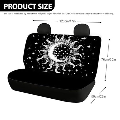 Goth Car Seat Covers Witchcraft Sun and Moon Print Bench Seat Covers for Trucks Universal Rear Seat Covers for Cars SUVs Sedan Split 2 Pack, Black - color: 1 Sun and Moon