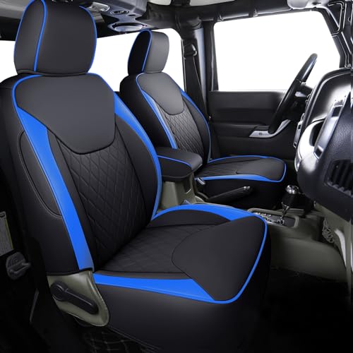 Coverado Seat Covers 4-Door Fullset for Jeep Wrangler JK JL, Waterproof Blue Car Seat Covers for Truck Automotive Seat Covers Custom Fit for 2007-2017 Jeep Wrangler - color: Blue, size: Fullset-07-17 Wrangler JK