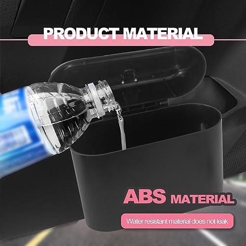 Car Trash Can with Lid Leakproof Mini Vehicle Trash Bin and One Roll Plastic Trash Bag Automotive Garbage Container Bin for Vehicle Home Office (Black)