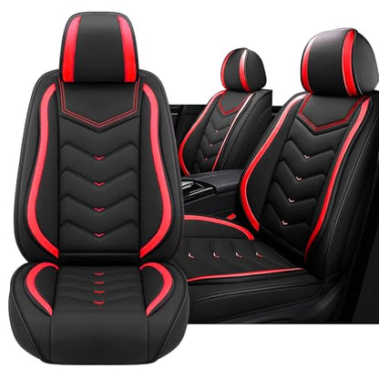 Car Seat Cover for KIA Soul 2010-2025, Driver's Seat Covers,Non-Slip Waterproof seat Cover,Wear-Resistant Nappa Leather car seat Covers. (Standard 2 Seats/Black Red) - color: Black Red, size: Standard 2 Seats