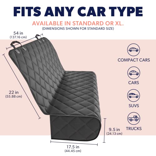 Black Car Rear Seat Cover for Dogs, Durable Waterproof & Scratch Resistant Vehicle Backseat Protector, Nonslip Dog Accessory & Pet Protection for Back Seats, Machine Washable