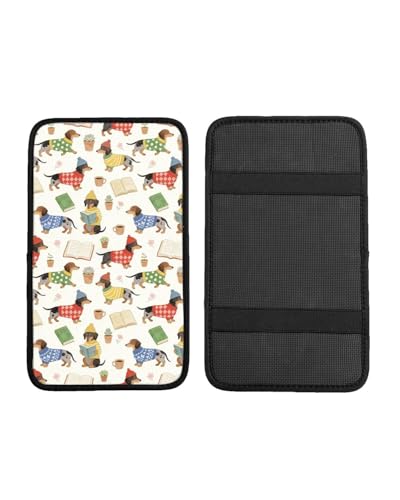 Car Handrail Box Cushion Soft Comfortable Anti Slip Middle Consoles Protector, Universal for Most Cars Trucks and SUV Fashion Car Interior Accessories Unisex - Dachshund