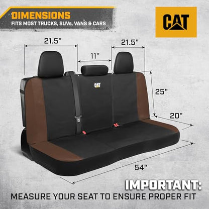 CAT Black & Brown Car Seat Covers Full Set – Front Seat Covers & Rear Bench Seat Cover – Airbag Compatible, 60/40 Split Bench for Trucks, Cars & SUVs – Automotive Interior Seat Protection Accessories - color: a-Full Set Brown
