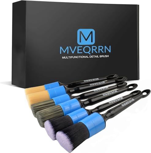 MVEQRRN 6pcs Car Detailing Brush Set-2pcs Boars Hair Car Detailing Brushes,2pcs Ultra Soft No Scratch Detailing Brush for Air Vent,Leather Seat 2pcs Detail Brushes for Interior Exterior(Blue) - color: 6pcs blue car detailing brush
