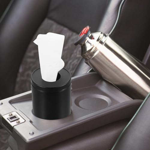 Luxshiny Car Tissue Holder Round Dispenser Aluminum Alloy Refillable Tissue Box with Modern Design for Car Cup Holder Auto Interior Organization