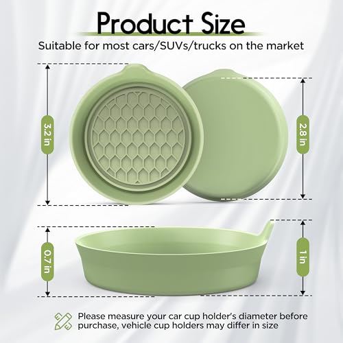 Car Cup Coaster Universal Automotive Waterproof Non-Slip Cup Holders Sift-Proof Spill Holder Car Interior Accessories 2 Pack Tea Green - color: Tea Green Solid, size: 2 Pack