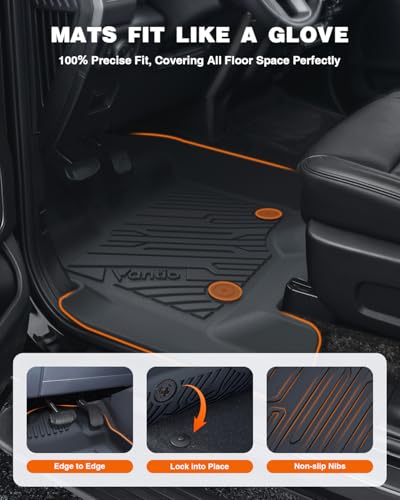 Floor Mats for F150 Ford 2015-2025 2026 and F150 Lightning 2022-2025 2026 SuperCrew with Bucket Seats(Without Rear Fold Flat Storage Box), Custom Fit TPE All Weather Floor Liners - size: F150/F150 Lightning Without storage