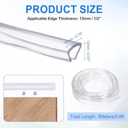 uxcell Clear Edge Trim, 9.8Ft Silicone U Channel Edge Protector, Edges Guards Fits 1/2" for Car Doors Sheet Metal Parts (3/4" W x 15/32" H) - size: 9.8Ft x 3/4" x 15/32", Fits 1/2"