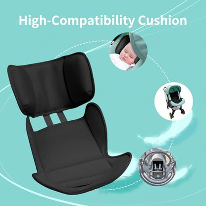 Head and Body Support Car Seat Insert, Soft Breathable Car Seat Cushion, Universal Carseat Insert Support for Stroller, Swing & Carrier (Black) - color: Black