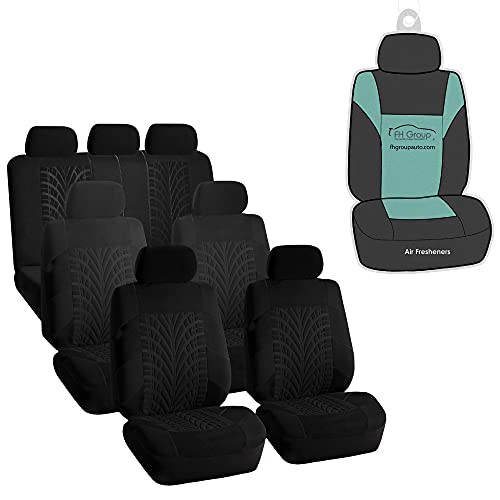 FH Group Three Row Set 7 Seater Black Travel Master Car Seat Covers, Airbag and Split Rear Car Seat Cover Universal Fit Interior Accessories for Cars Trucks and SUV Automotive Seat Covers - color: Black