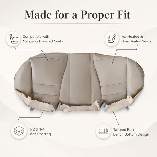 NLQR Back Car Seat Cover, Rear Bench Bottom Vinyl Cover Tan Compatible with Honda Accord 2008 2009 2010 2011 2012 - color: Tan