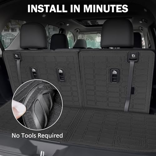 Cargo Liner for 2023-2026 Honda Pilot, Full Set Trunk Mat with Backrest Cover & 2nd Row Seat Protector, Waterproof TPE All Weather Cargo Mat, Pet & Kid Protection Accessories - size: for pilot 2024+