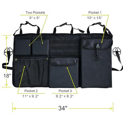 Car Trunk Organizer with Multiple Storage Compartments, Mesh Pockets, Black