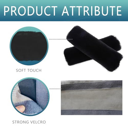 2 Pcs Soft Faux Fur Universal Fit Seat Belt Cover Pad, Seatbelt Cushion, Seatbelt Covers, Seat Belt Covers, Car Seatbelt Cover,Soft Shoulder Seat Belt Pad (Black) - color: Black