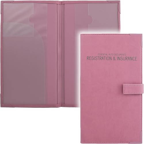 Auto Insurance and Registration Card Holder - Vehicle Glove Box Document Organizer - Car Essential Paperwork Holder for DMV, AAA, Contact Information Cards - Premium PU Leather Wallet Case - Purple - color: Purple
