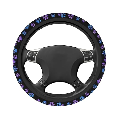 Paw Prints Steering Wheel Cover - Purple Dog Paws Steering Wheel Cover Women Men Car Cup Holder Pad 2 Pack Decor Anti-Slip Auto Neoprene Universal 15 Inch Steering Wheel - color: Purple dog claws