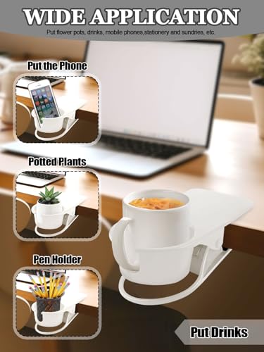 Kalolary 1PCS New Drinking Cup Holder Clip with Groove Table Bottle Cup Stand DIY Glass Cup Clamp Storage Saucer Clip Water Coffee Mug Holder Saucer Clip for Home Desk, White - color: 1PCS White