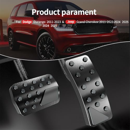 Aluminum Alloy Pedal Cover for Jeep Grand Cherokee 2011-2024 2025 Dodge Durango 2011-2024 2025 No Drilling Aluminum Brake and Accelerator Pedal Covers 2PCS(Black) - color: Black