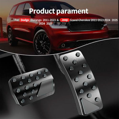 Aluminum Alloy Pedal Cover for Jeep Grand Cherokee 2011-2024 2025 Dodge Durango 2011-2024 2025 No Drilling Aluminum Brake and Accelerator Pedal Covers 2PCS(Black) - color: Black
