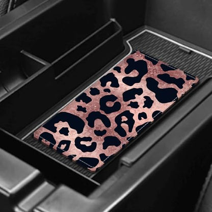 Leather Car Registration and Insurance Card Holder, Cute Car Accessories Vehicle Glove Box Car Organizer for Documents, Cards, License Pink Black Leopard - color: Pink Black Leopard