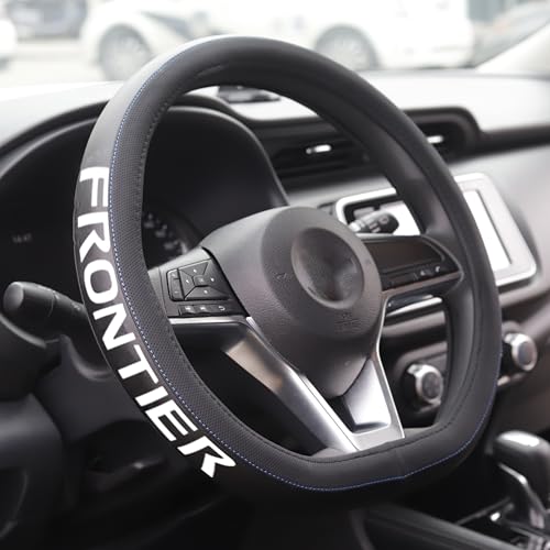 XITER Leather Steering Wheel Cover for Frontier 2022-2026,with Frontier Logo - color: Frontier 2022-2026,With "Frontier" LOGO