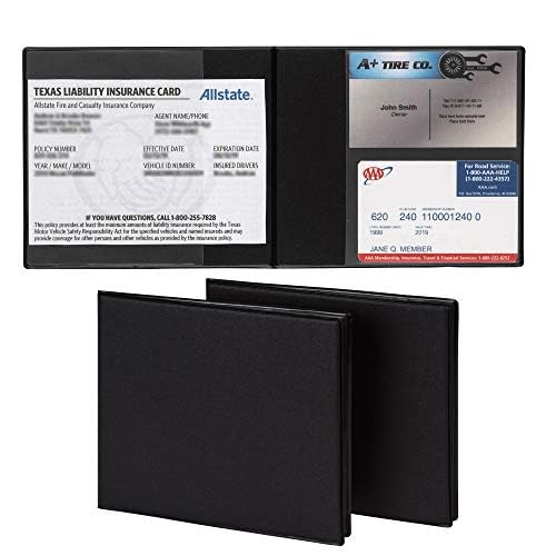 Samsill 2 Pack Car Registration and Insurance Holder, 5.25" x 4.75" Black Glove Box Organizer, Perfect for Multiple Vehicles - size: 5.25" x 4.75", style: 2 PACK