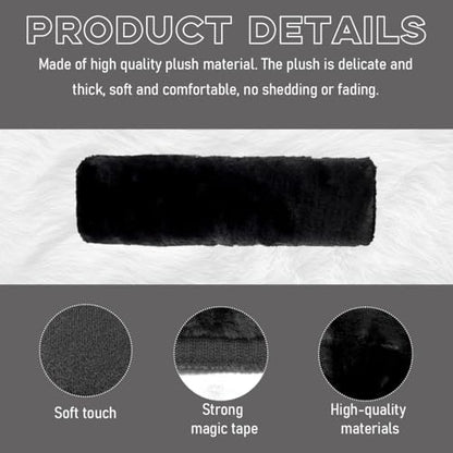 2 PCS Seat Belt Shoulder Pads, Soft Fluffy Plush Seat Belt Shoulder Strap Covers, Comfy Warm Seat Belt Strap Cover Shoulder Cushion for Adult Children, Car Accessories (Black) - color: Black