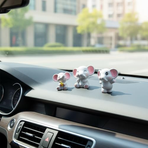 6 Pcs Dashboard Decorations, Mini Elephant Figurines, Cute Car Dashboard Accessories, Resin Car Interior Accessories, Elephant Decor for Home Office Computer Monitor Figurines for Women Men