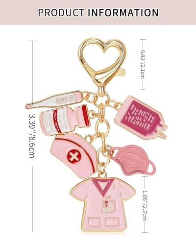 Key Chain Purse Charms - Bag Charms Keychain for Handbag, Car Keychain Wallet Accessories for Women - color: Nurse Pink