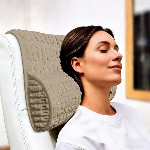 Memory Foam Headrest Pillow for Neck Pain Relief & Cervical Support - Ergonomic Neck Cushion for Office Chair, Car, Recliner, Sofa - Breathable & Pressure Relief(Khaki, 17" W x 2.7" D)